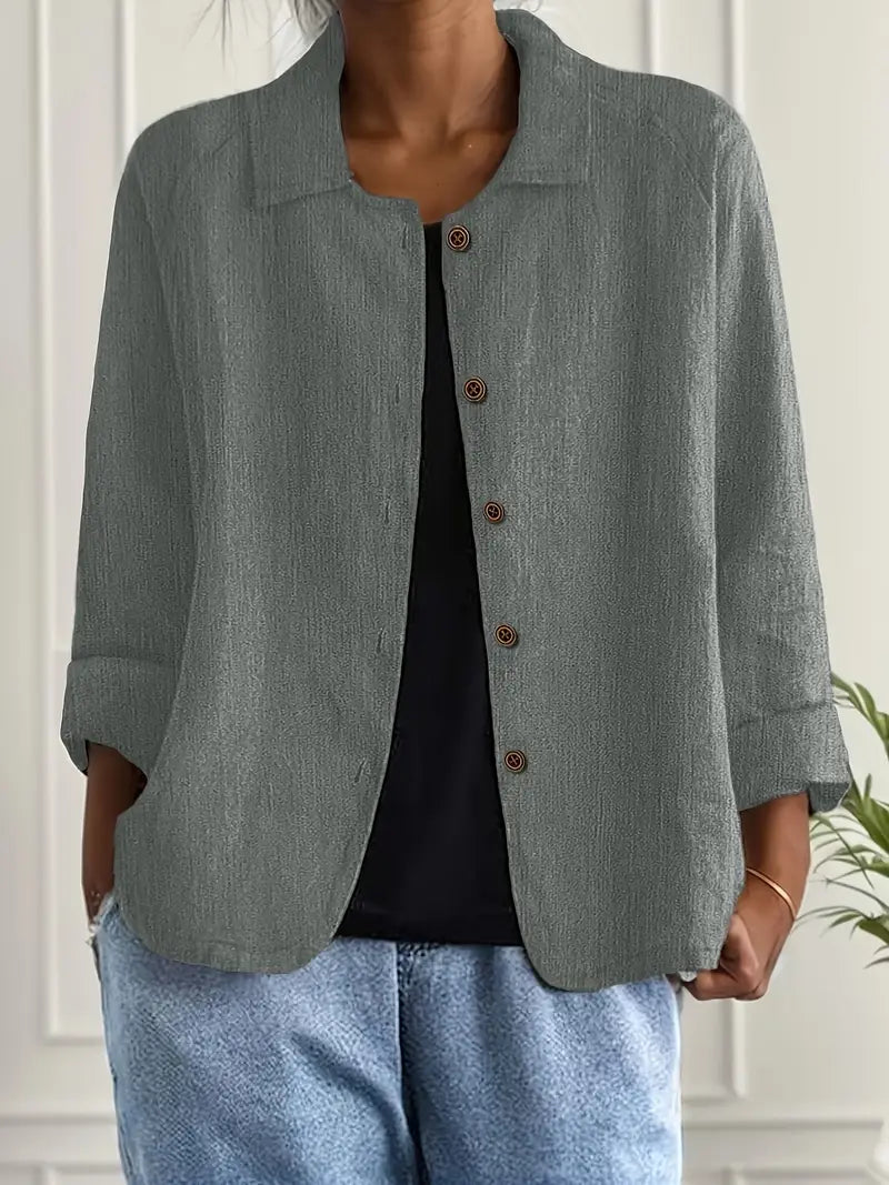 Bluse Damen hellblau oversize langärmlig mit Hemdkragen