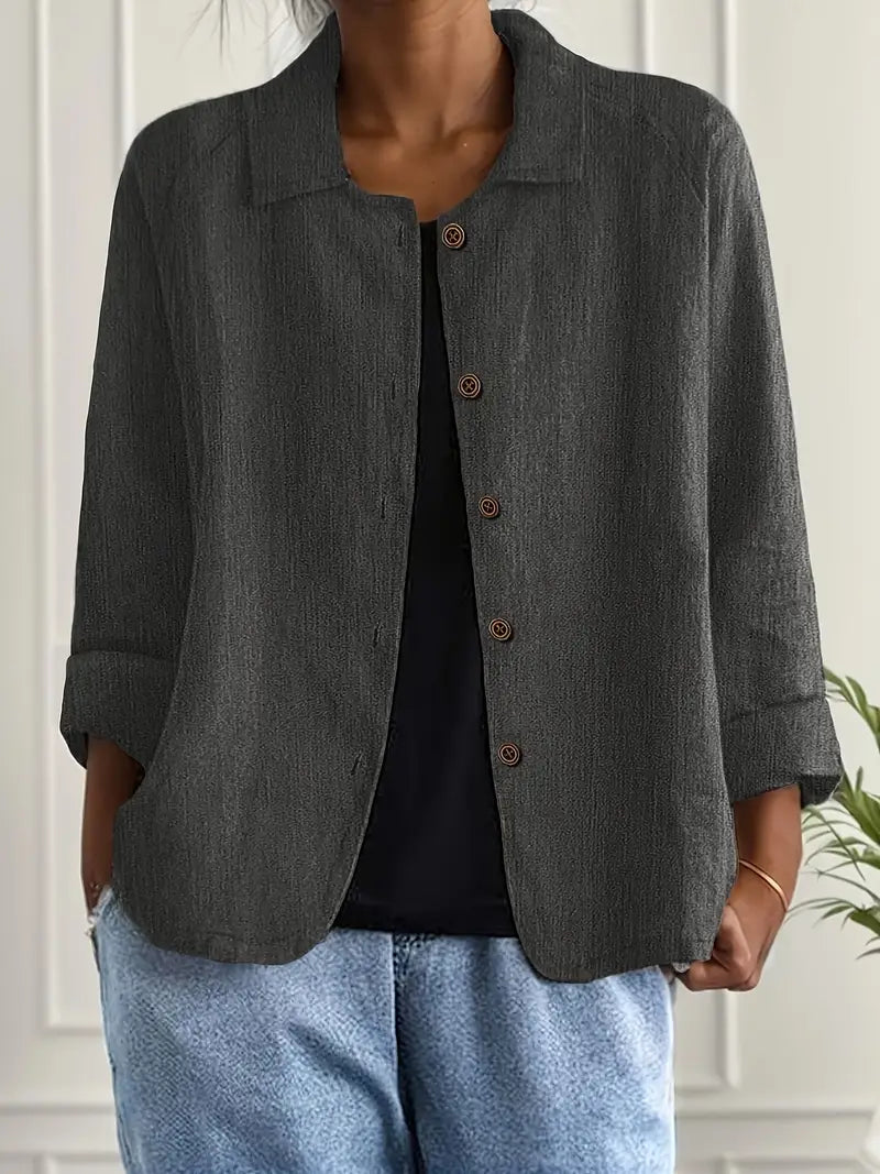 Bluse Damen hellblau oversize langärmlig mit Hemdkragen