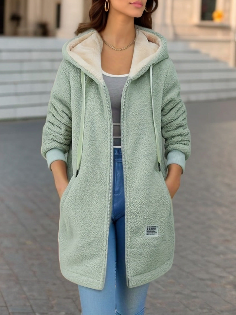 Kapuzenjacke Damen mint oversize langärmlig mit Kordelzug