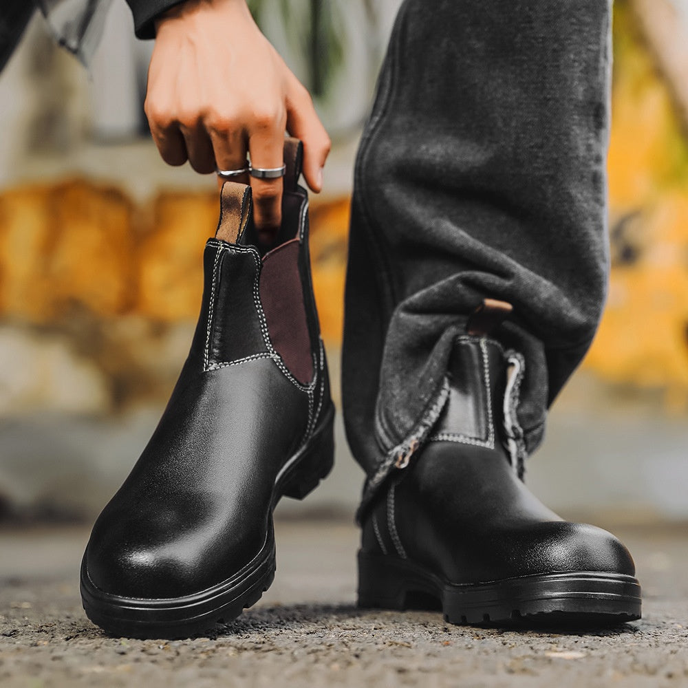 Chelsea Boots Damen grün mit Blockabsatz und robuster Sohle