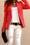 Blazer Damen rot einreihig mit Eingrifftaschen und Reverskragen