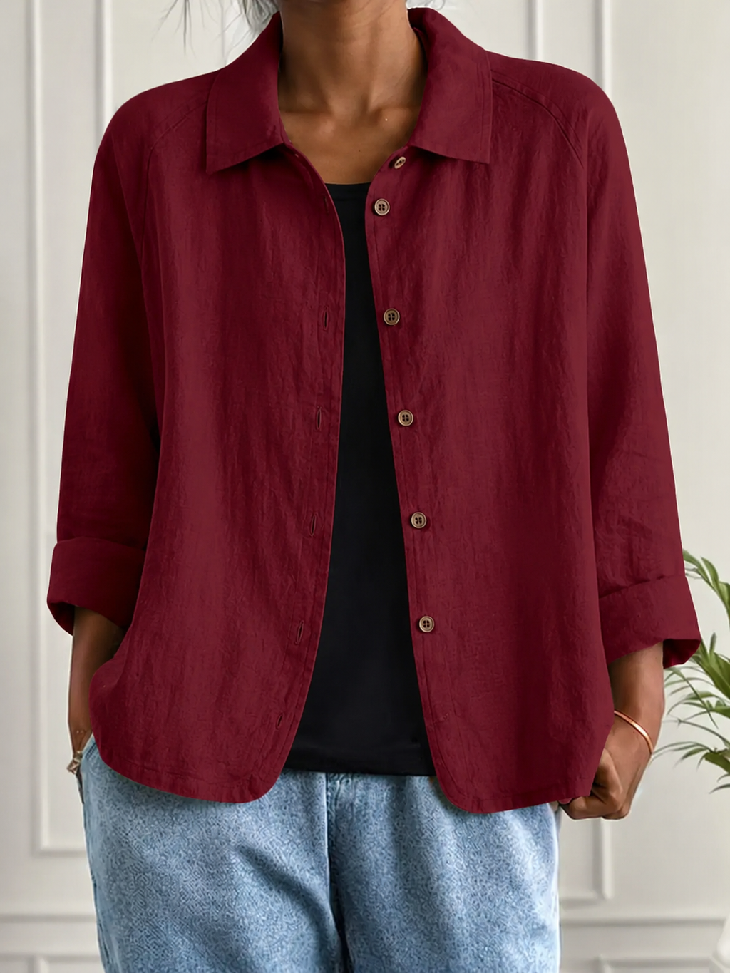 Bluse Damen hellblau oversize langärmlig mit Hemdkragen