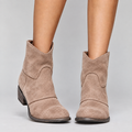Stiefeletten Damen beige mit Blockabsatz und Westernnaht