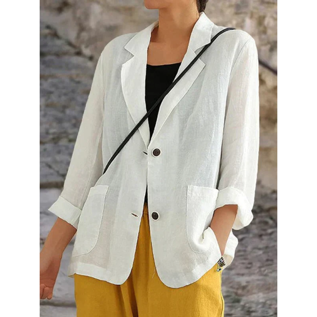 Blazer Damen blau weit geschnitten mit Reverskragen