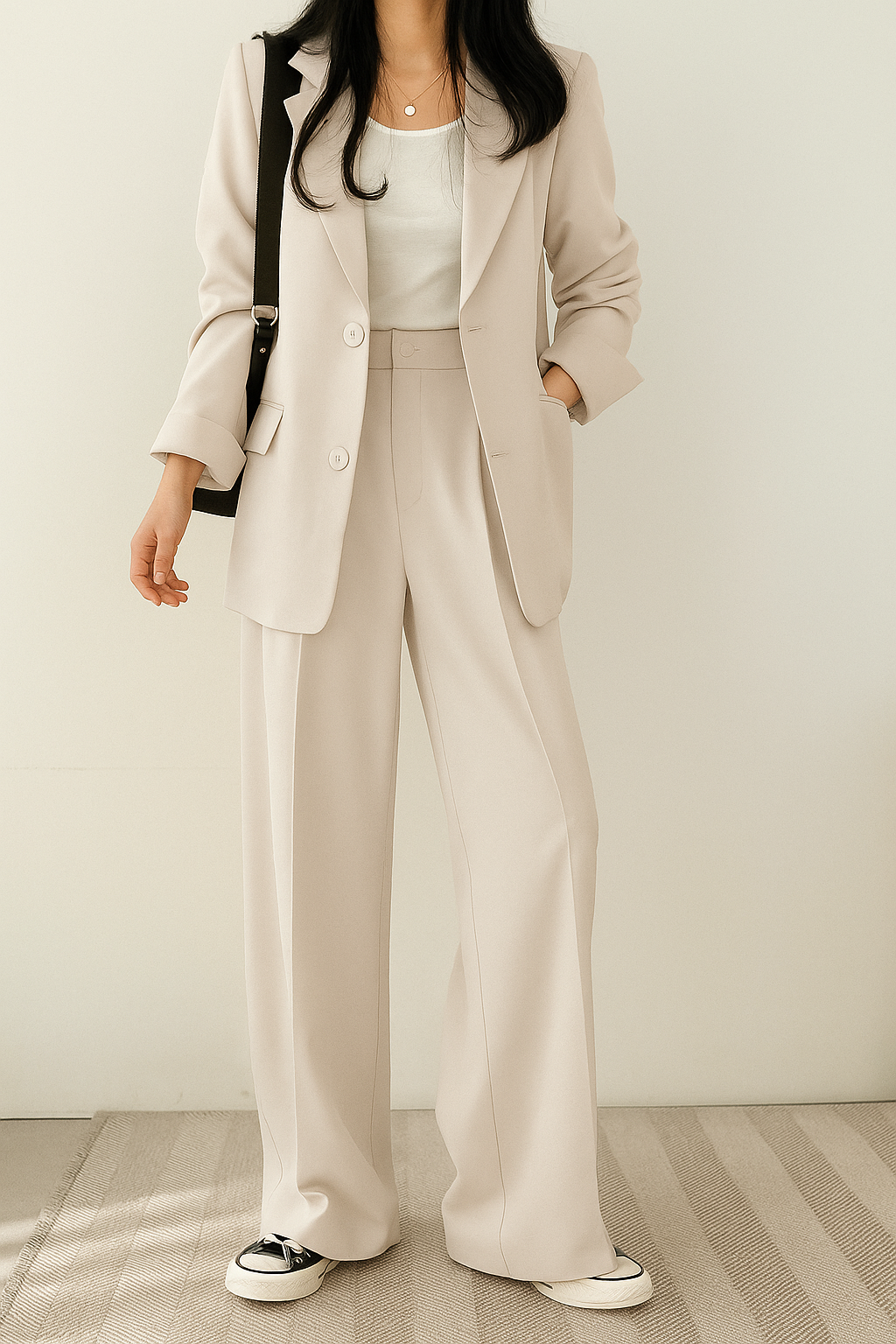 Anzug Damen braun oversize mit weiter Hose und Blazer