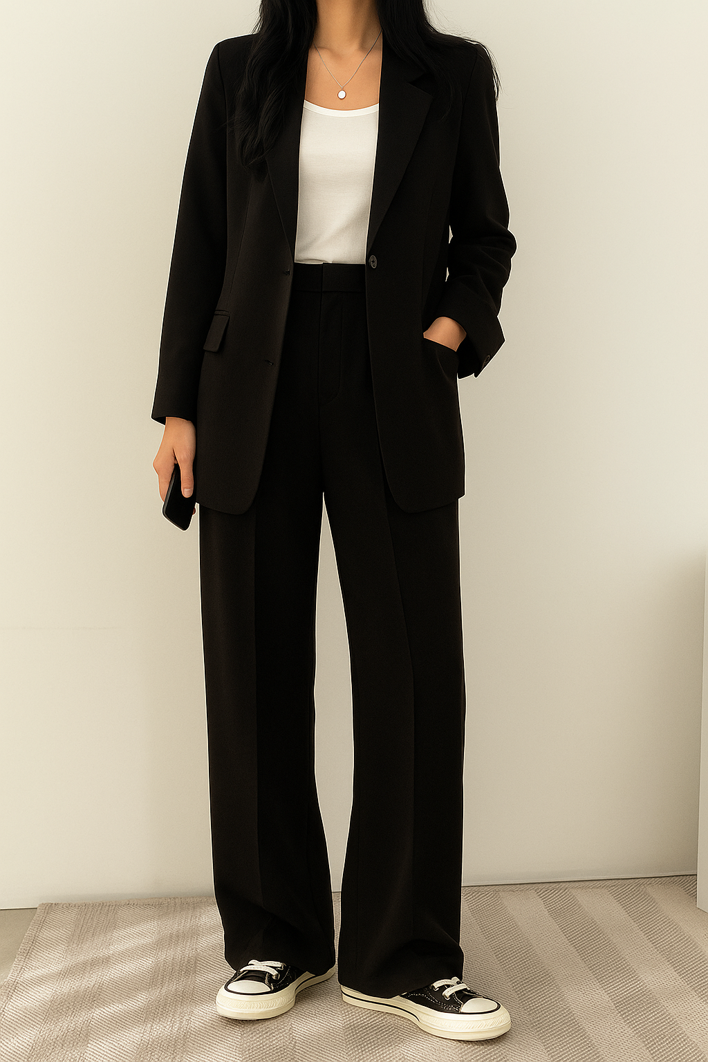 Anzug Damen braun oversize mit weiter Hose und Blazer