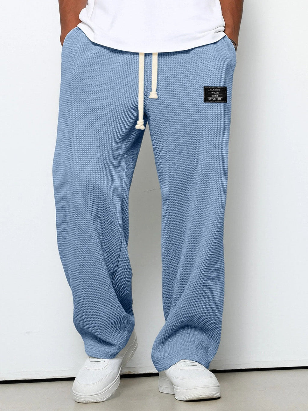 Jogginghose Herren hellblau weit mit Tunnelzug
