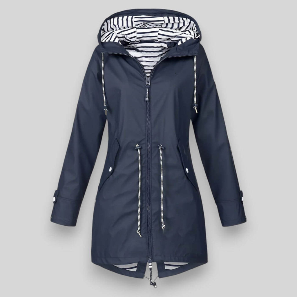 Kapuzenjacke Damen dunkelblau tailliert mit Kordelzug