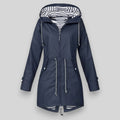 Kapuzenjacke Damen dunkelblau tailliert mit Kordelzug