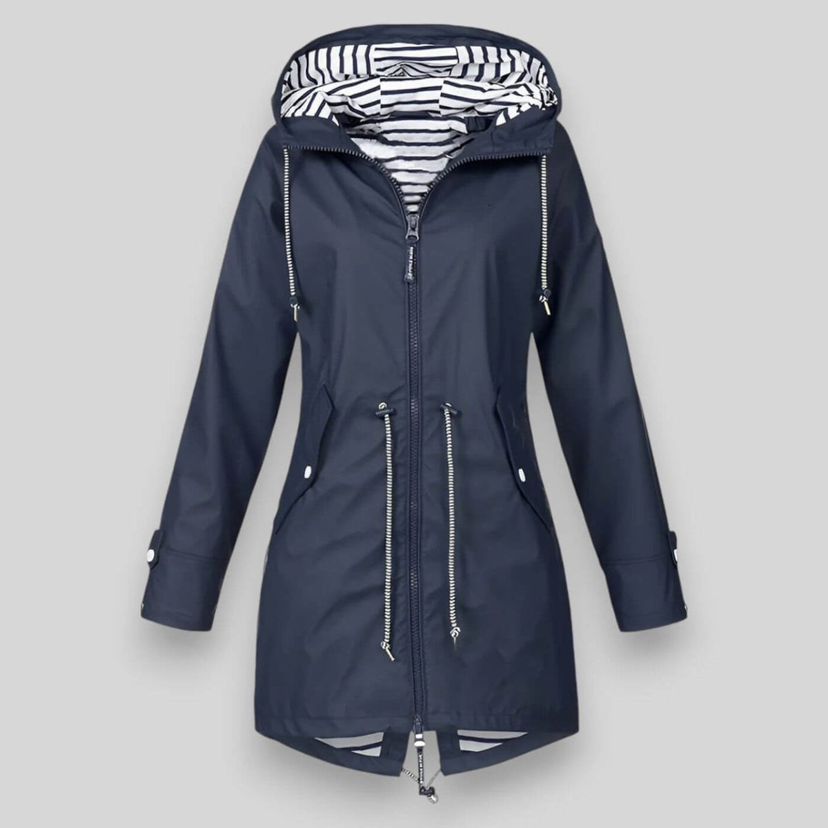 Kapuzenjacke Damen dunkelblau tailliert mit Kordelzug