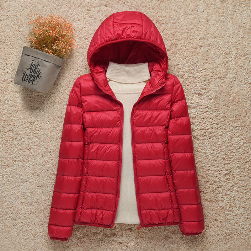 Steppjacke Damen blau kurz mit Kapuze und Reißverschluss