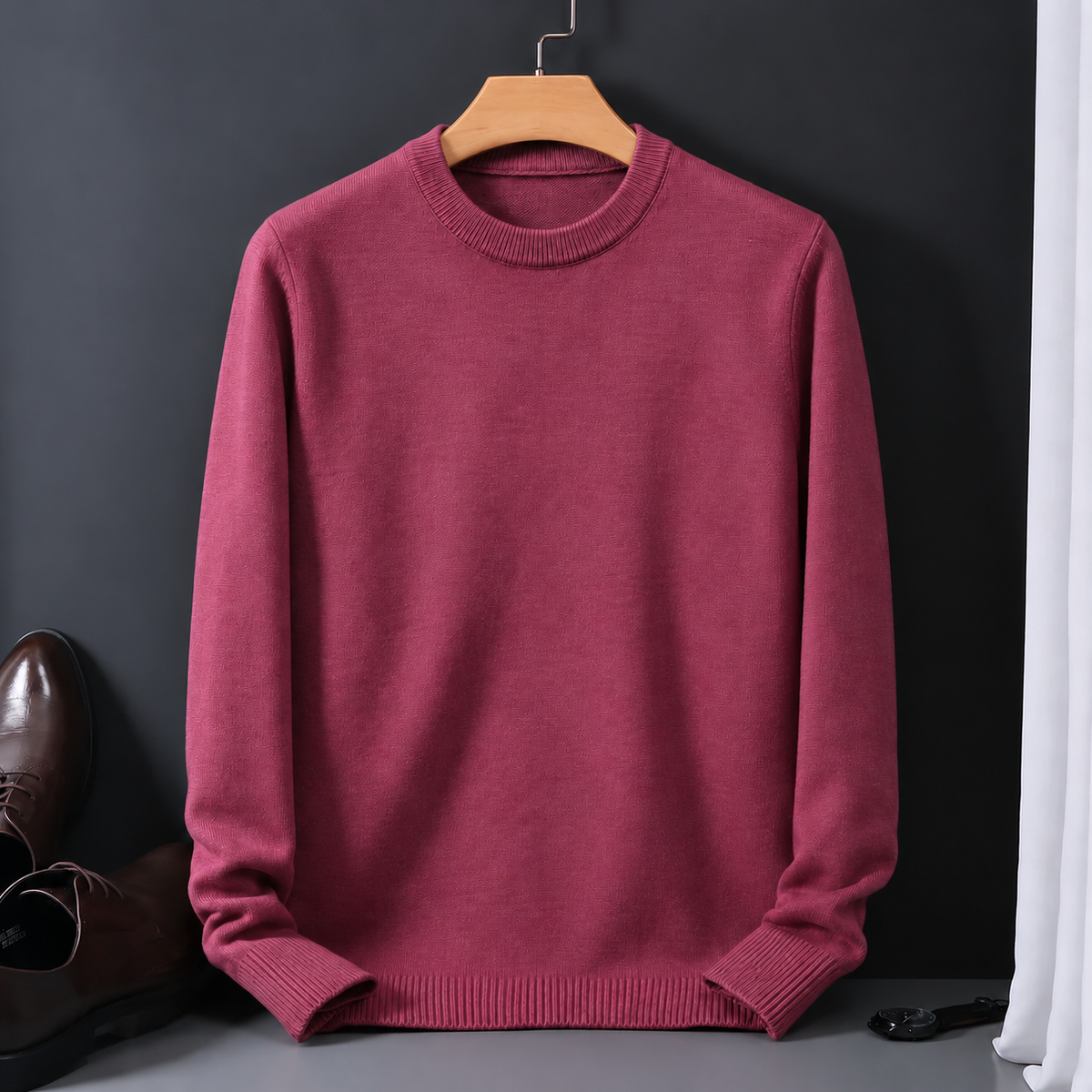 Pullover Herren mit klassischem Rundhalsausschnitt und lockerer Passform