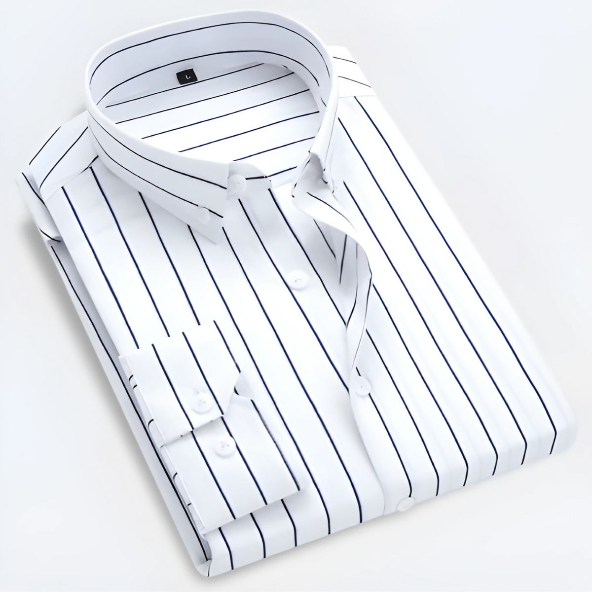 Hemd Herren weiß gestreift langärmlig mit Button-Down-Kragen