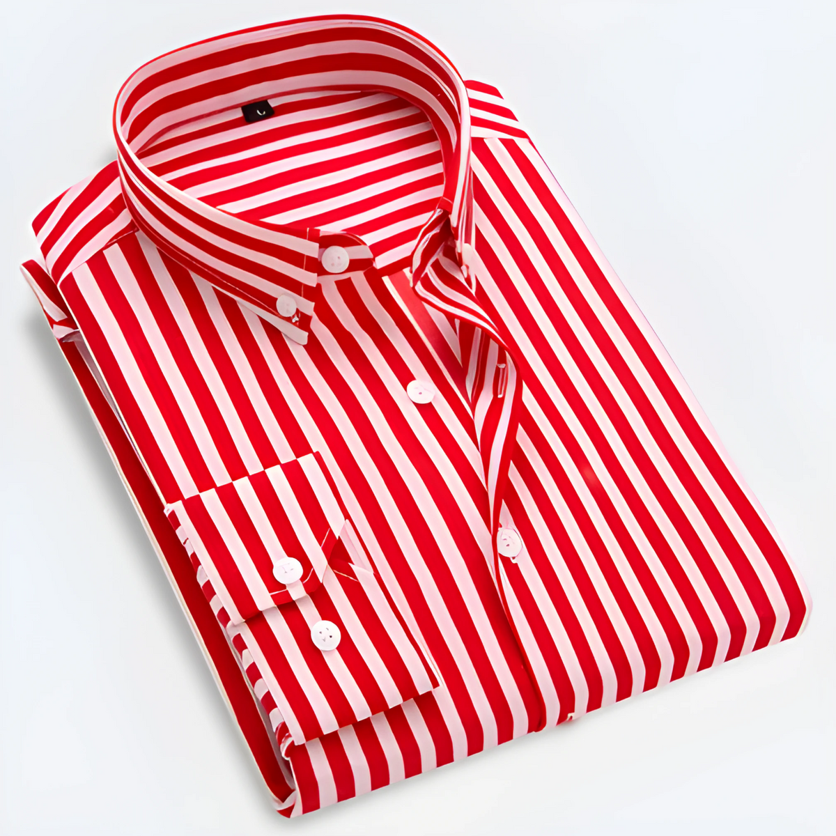 Hemd Herren weiß gestreift langärmlig mit Button-Down-Kragen