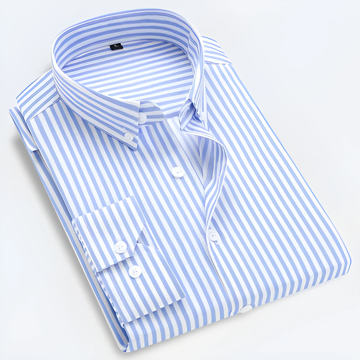 Hemd Herren weiß gestreift langärmlig mit Button-Down-Kragen