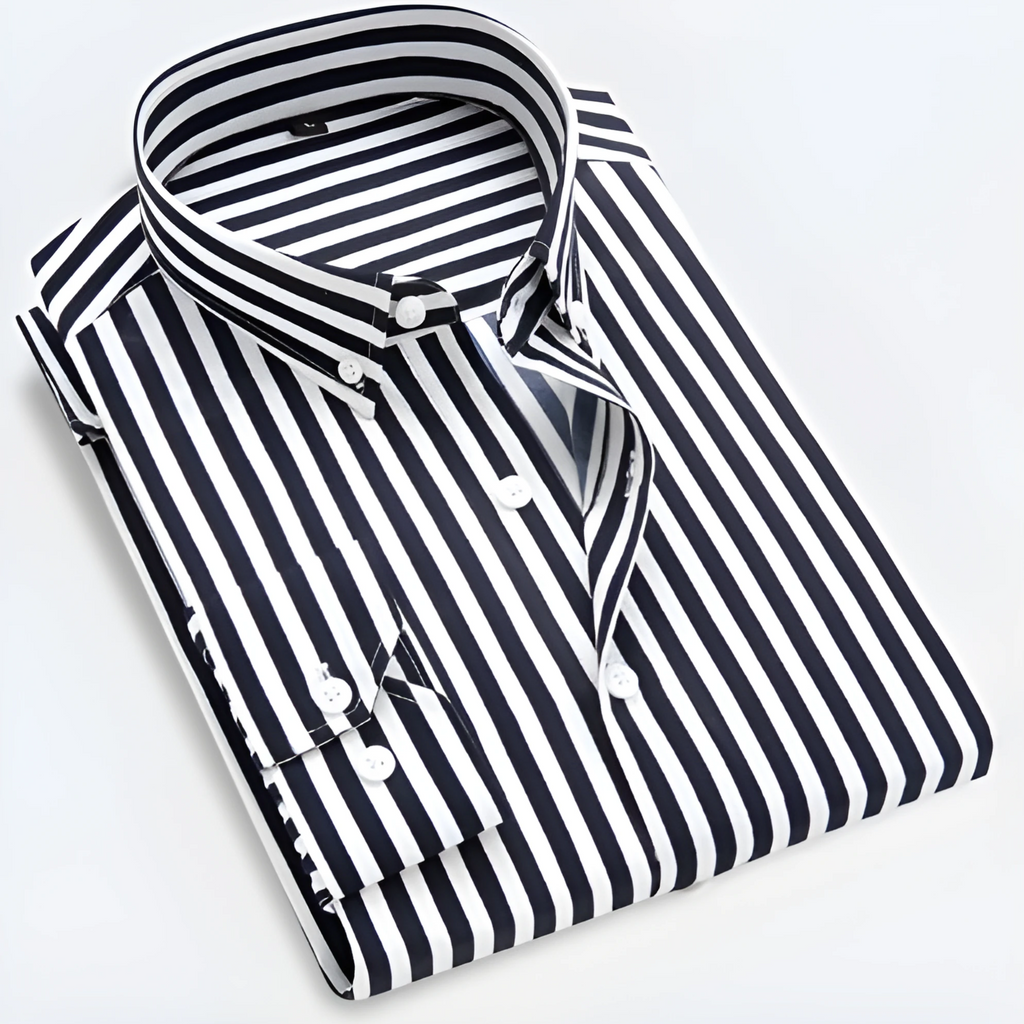 Hemd Herren weiß gestreift langärmlig mit Button-Down-Kragen