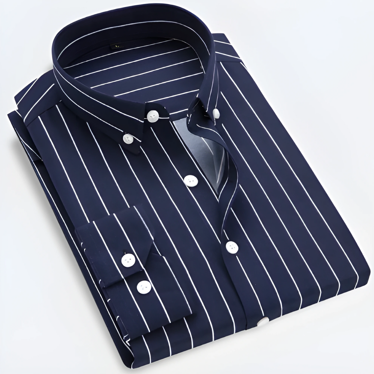 Hemd Herren weiß gestreift langärmlig mit Button-Down-Kragen