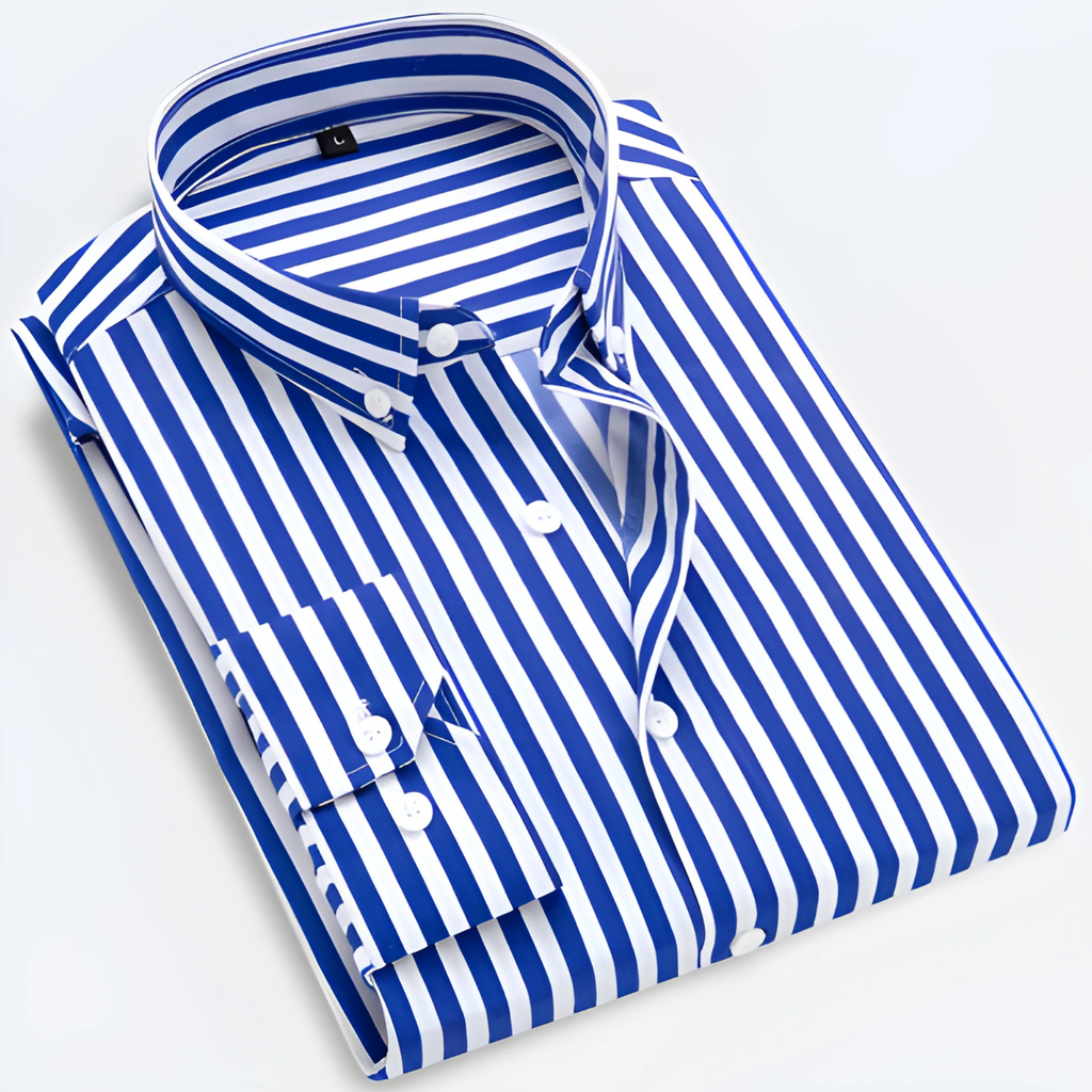 Hemd Herren weiß gestreift langärmlig mit Button-Down-Kragen