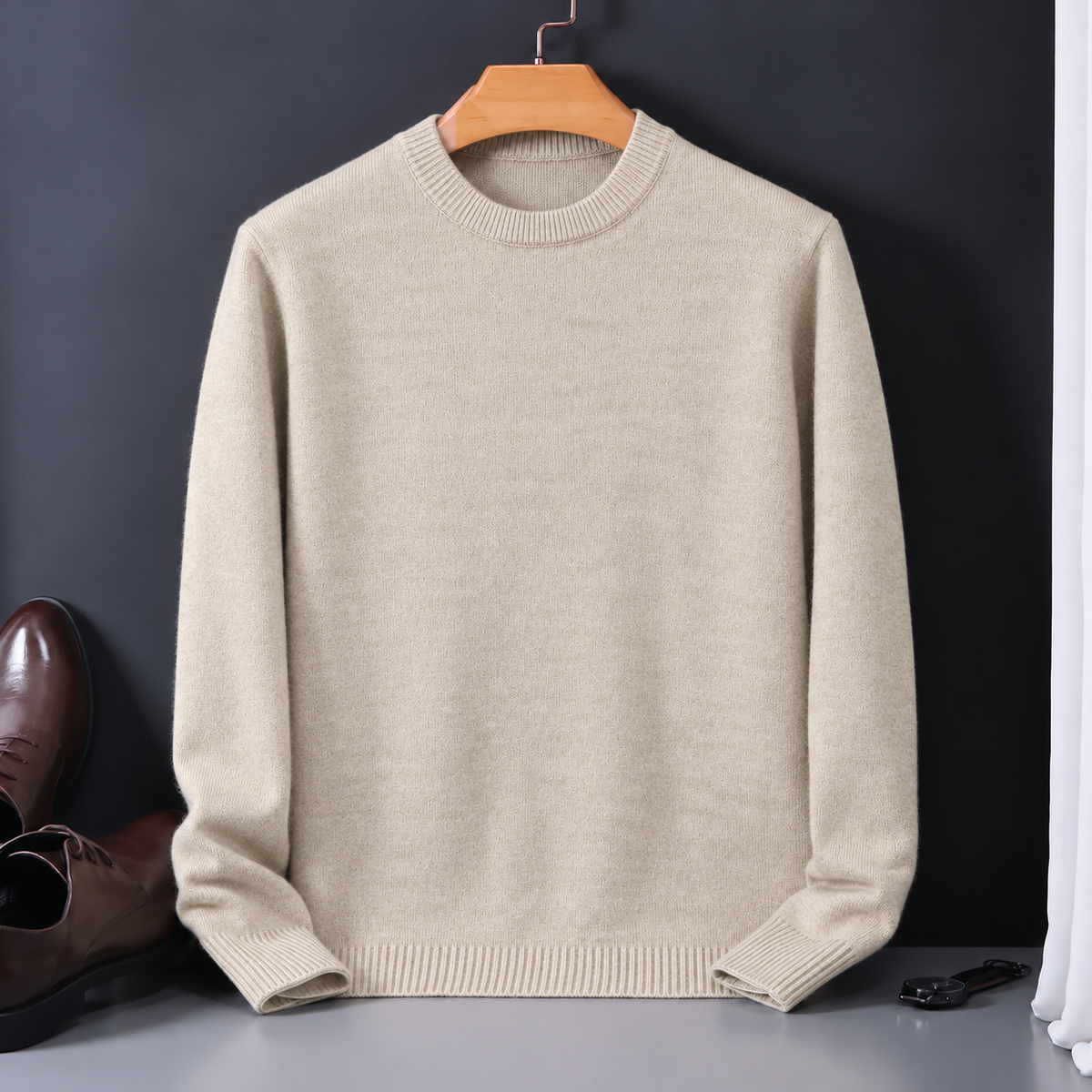 Pullover Herren mit klassischem Rundhalsausschnitt und lockerer Passform