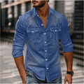 Hemd Herren blau langärmlig mit Kragen und Brusttaschen