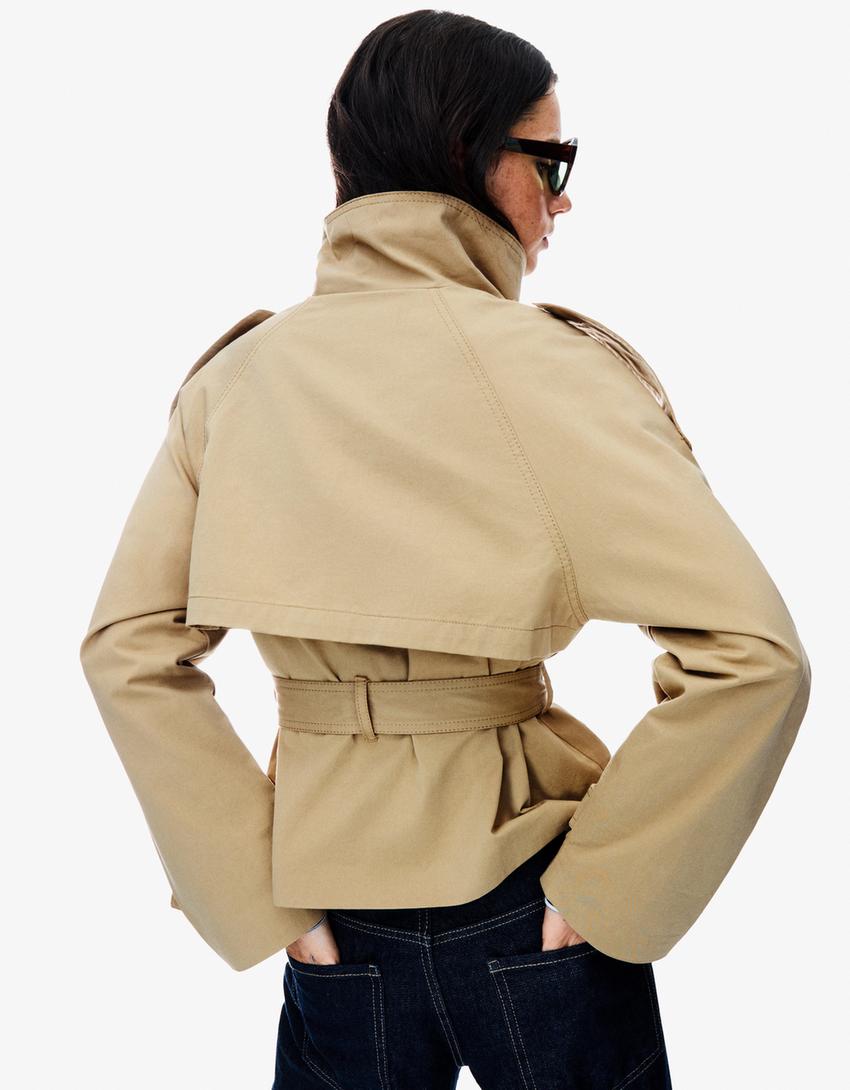 Trenchjacke Damen beige oversized mit Reverskragen