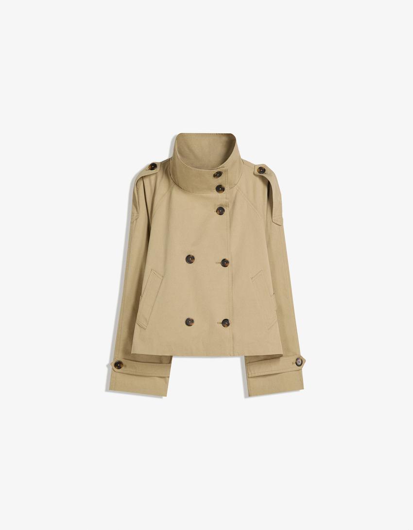 Trenchjacke Damen beige oversized mit Reverskragen