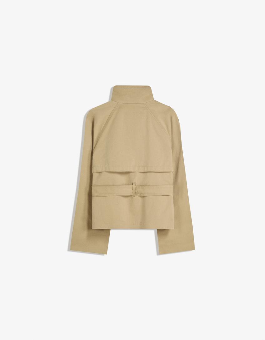Trenchjacke Damen beige oversized mit Reverskragen