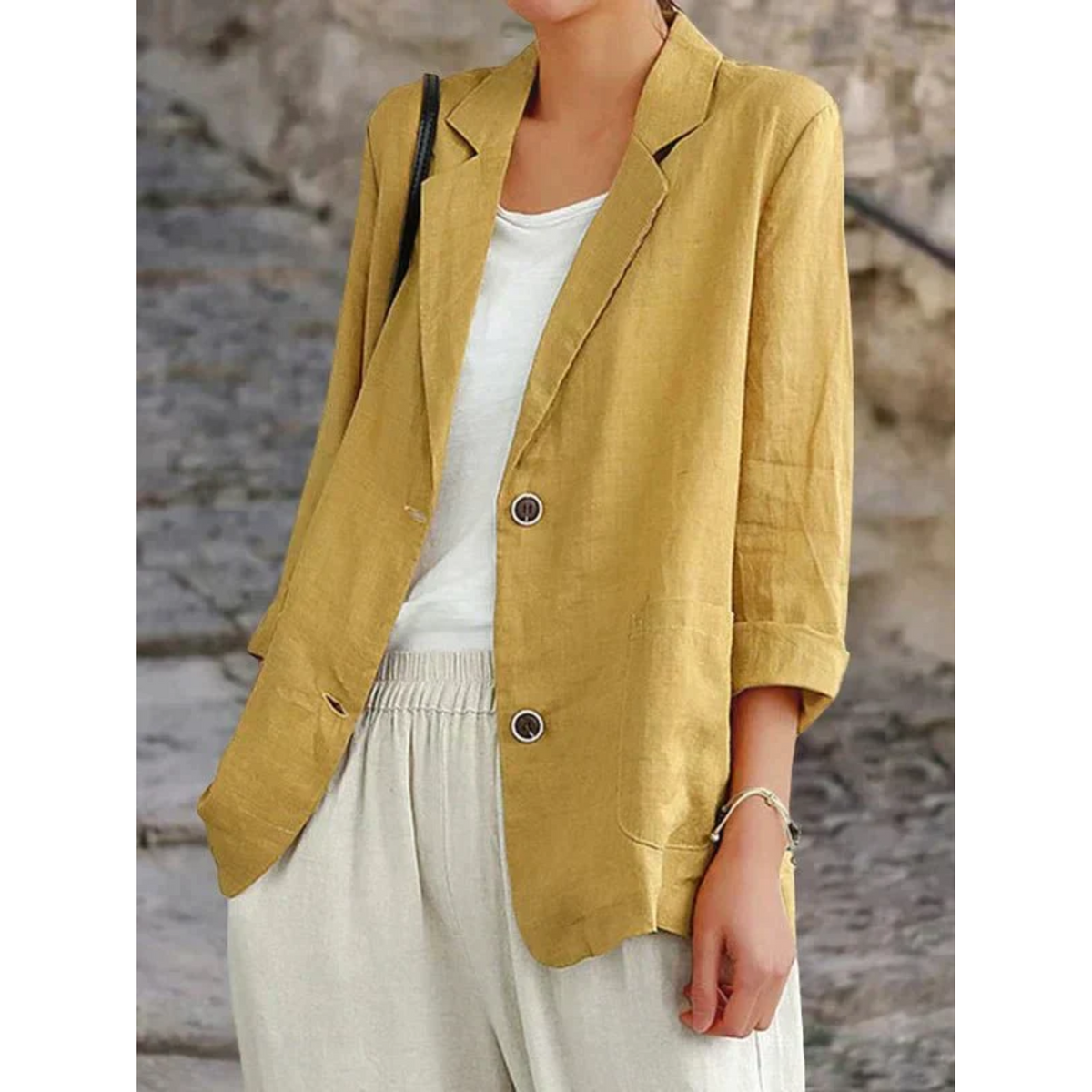 Blazer Damen schwarz oversize langärmlig mit Reverskragen