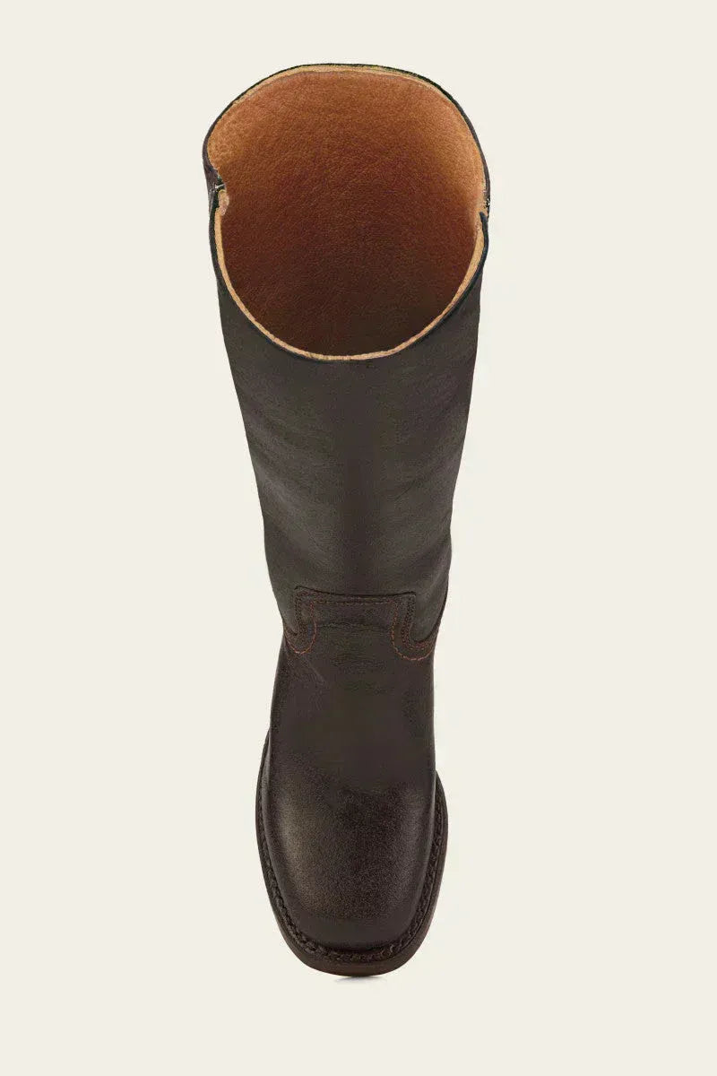 Stiefel Damen braun knielang mit Blockabsatz und Reißverschluss