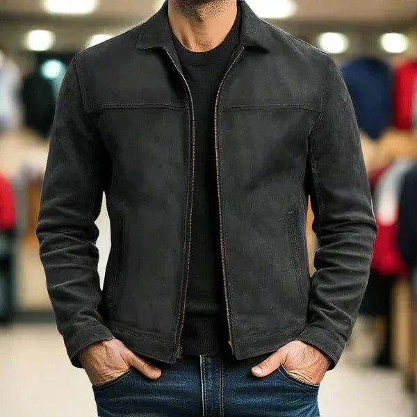 Jacke Herren braun mit Kragen und aufgesetzten Taschen
