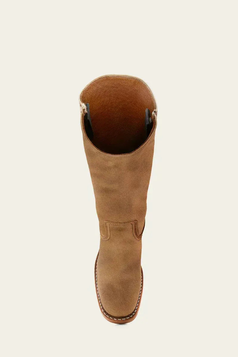 Stiefel Damen braun knielang mit Blockabsatz und Reißverschluss